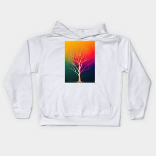 Prismatic Lonely Tree - Vibrant Colored Whimsical - Abstract Minimalist Bright Colorful Nature Poster Art of a Leafless Branches Kids Hoodie